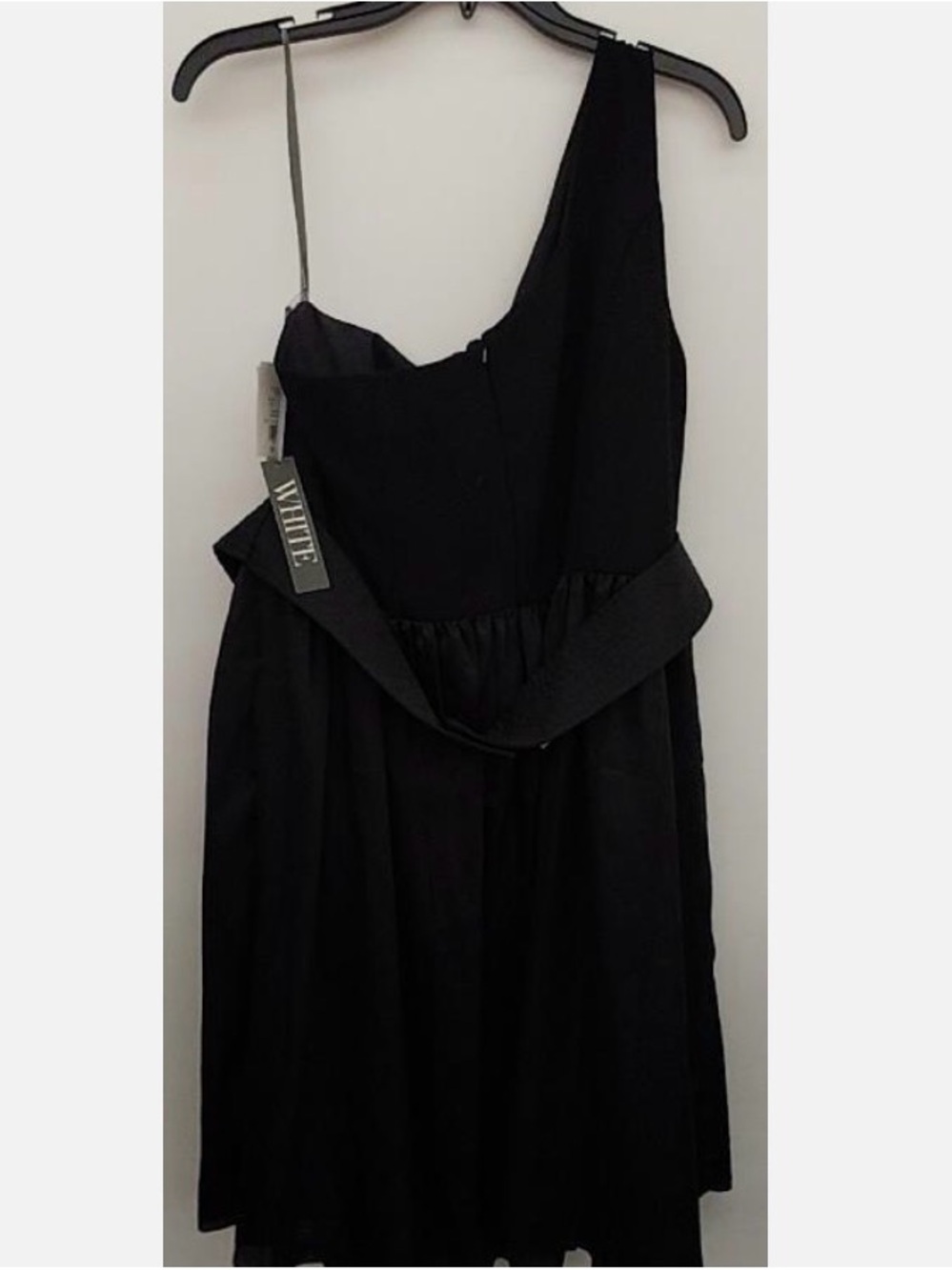 NWT White by Vera Wang Black One Shoulder Satin Sash Dress Size 18